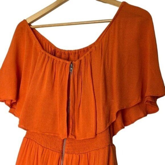Alice + Olivia Tangerine Off the Shoulder Romper Women Size 4 - Picture 5 of 8